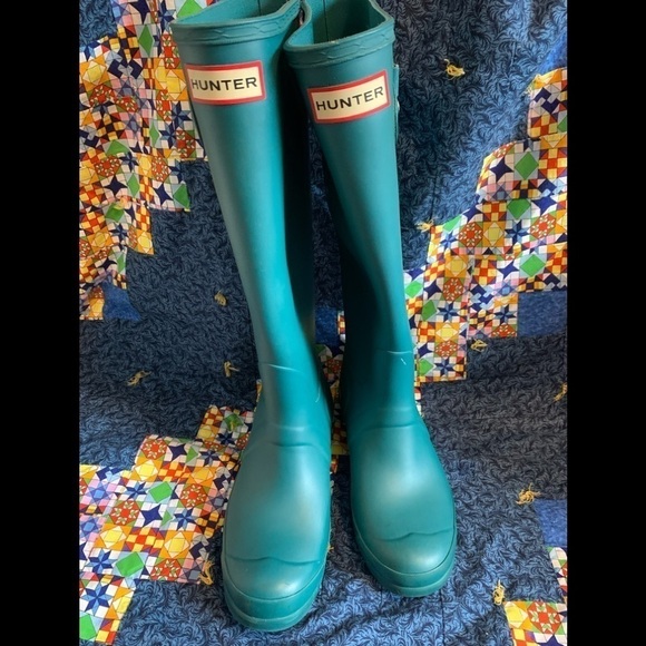 Hunter tall classic turquoise rain boots 6 - Picture 3 of 7